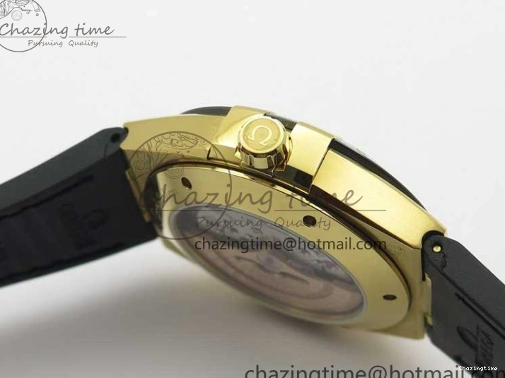 0318 HighQuality Constellation 131.33.41.21.03.001 YG TW Best Edition Black Dial On Gummy Strap A 7871